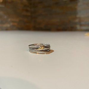 David Yurman X Crossover Band Ring with 18k Yellow Gold